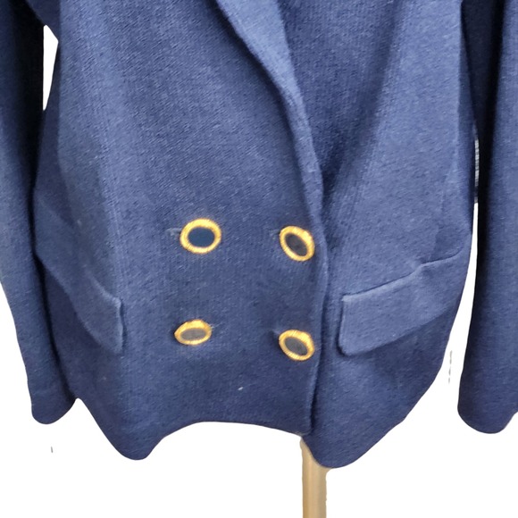 St. John Navy Blue Blazer with Gold Buttons - Picture 3 of 15